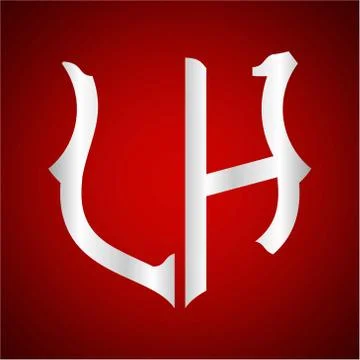 Initials L H shield shape with silver color Stock Illustration