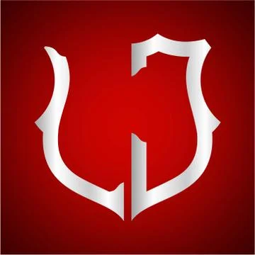 Initials L J shield shape with silver color Stock Illustration