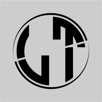The initials L T is circular with the middle cleavage Stock Illustration