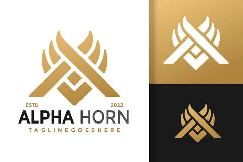 Initials Letter A Alpha Horn Logo Design, brand identity logos vector, modern Stock Illustration