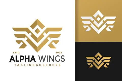 Initials Letter A Alpha Wings Logo Design, brand identity logos vector, moder 스톡 일러스트