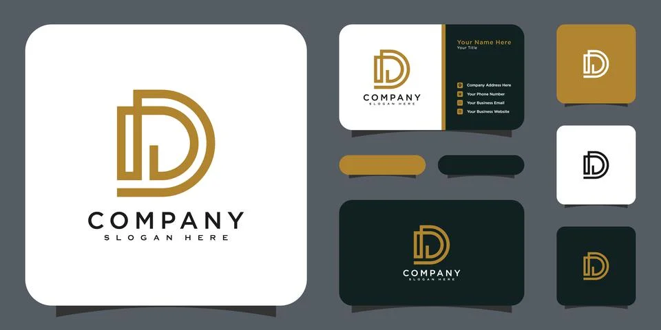 Initials letter D logo vector design template and business card Иллюстрация