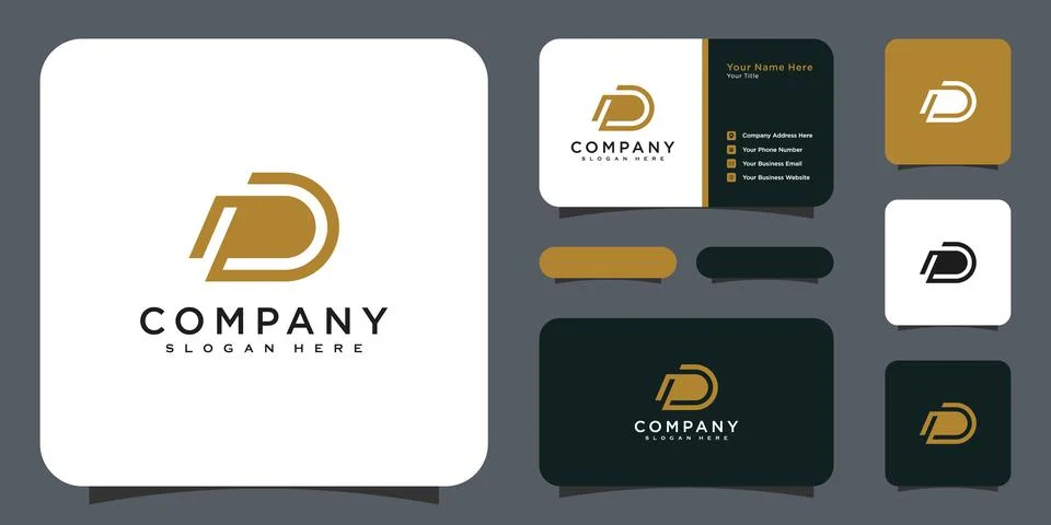 Initials letter D logo vector design template and business card Stock Illustration