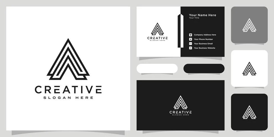 Initials letter A logo vector design and business card Stock Illustration