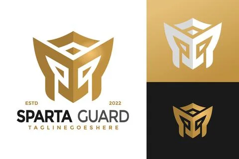 Initials Letter M Spartan Guard Logo Design, brand identity logos vector, mod Stock Illustration
