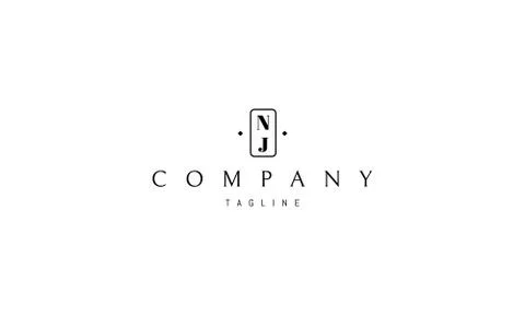 Initials Letter N and J black vector logo design 7 Stock Illustration