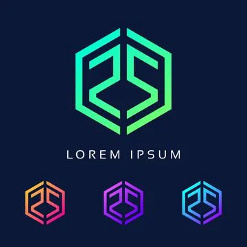 Initials Letter RS Polygon Shape Modern Logo Icon. Colorful SR Minimal Stock Illustration