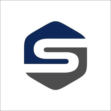 Initials letter S hexagon negative space vector Stock Illustration