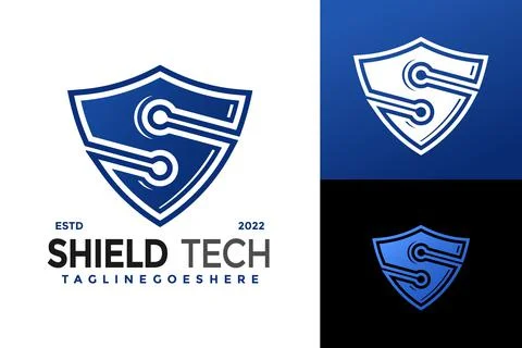 Initials Letter S Shield Tech Logo Design, brand identity logos vector, moder Illustrazione stock