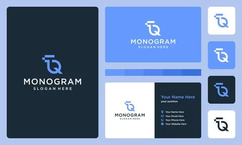 Initials letter TQ monogram logo collection. business card design Illustrazione stock