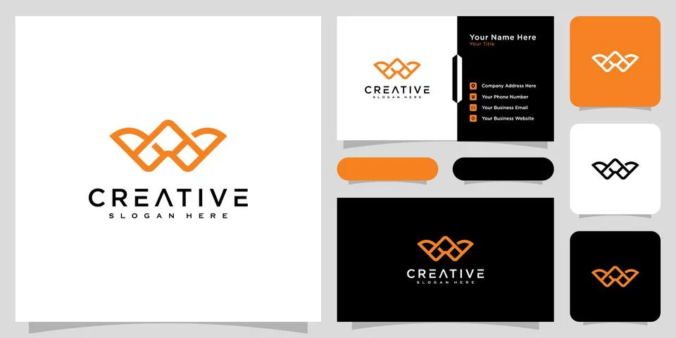 Initials letter w logo vector design line style Stock Illustration