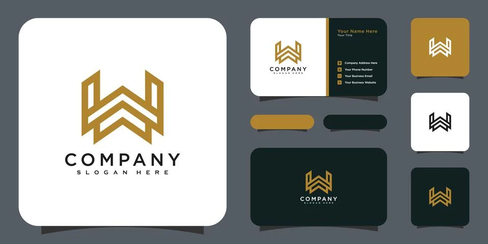 Initials letter w logo vector design line style Stock Illustration