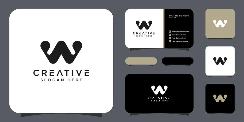 Initials letter w logo vector design line style Stock Illustration