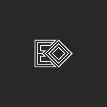 Initials letters EO or OE monogram logo minimal style lines art, initials E a Stock Illustration