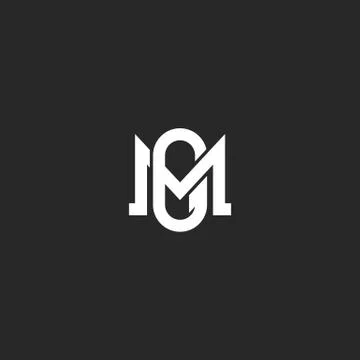 Initials letters MG or GM logo monogram, two intersection letters M and G emblem Stock Illustration