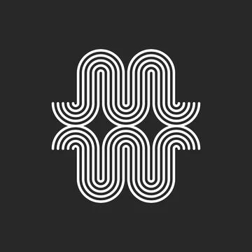 Initials letters MW or WM logo monogram rounded waves shape, combination tw.. イラスト素材