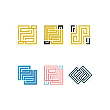 Initials letters PD logo design templates vectors set Stock Illustration