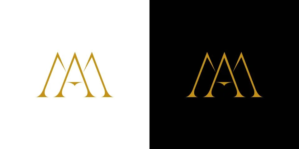 The initials logo letter AM is elegant and luxurious design Stock Illustration