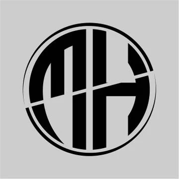 The initials M H is circular with the middle cleavage Stock Illustration