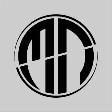 The initials M N is circular with the middle cleavage Stock Illustration