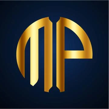 Initials M P circular shape and elegant gold color Stock Illustration