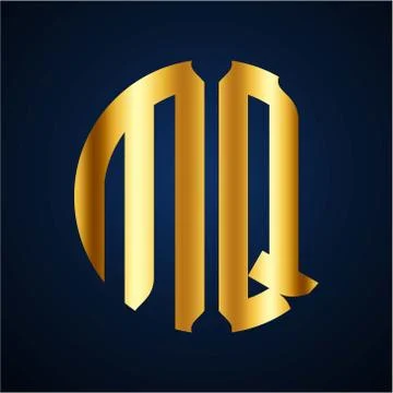 Initials M Q circular shape and elegant gold color Stock Illustration
