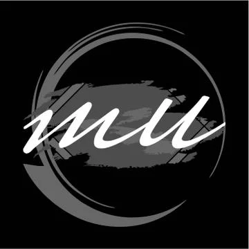 Initials M U modern handwritten signature logo Stock Illustration