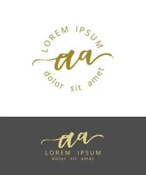 A A. Initials Monogram Logo Design. Dry Brush Calligraphy Artwork Stock Illustration
