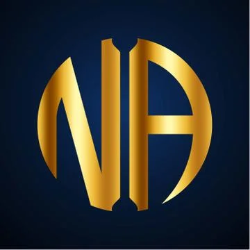 Initials N A circular shape and elegant gold color Stock Illustration