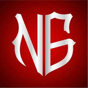 Initials N G shield shape with silver color Stock Illustration