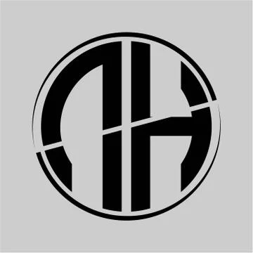 The initials N H is circular with the middle cleavage Stock Illustration