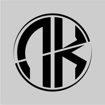 The initials N K is circular with the middle cleavage Stock Illustration