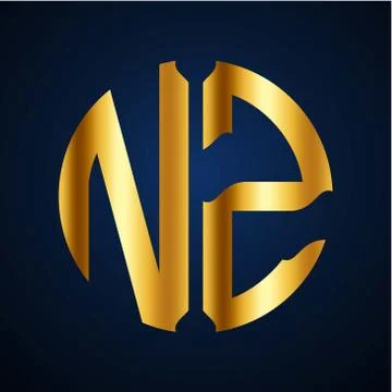 Initials N Z circular shape and elegant gold color Stock Illustration