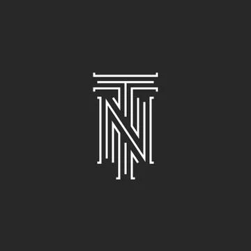 Initials NT letters logo, hipster monogram boutique emblem, compound T N lett Illustrazione stock