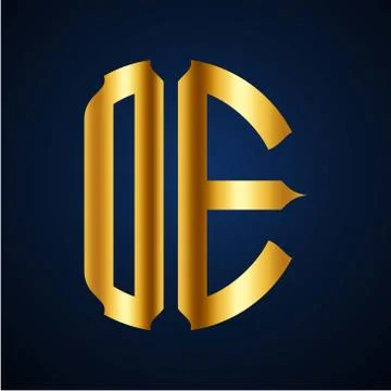 Initials O E circular shape and elegant gold color Stock Illustration