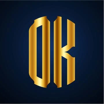 Initials O K circular shape and elegant gold color Stock Illustration