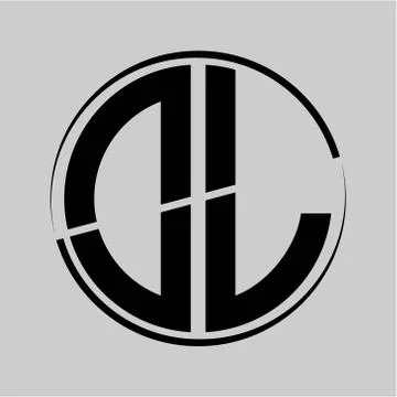 The initials O L is circular with the middle cleavage Stock Illustration
