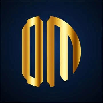 Initials O M circular shape and elegant gold color Stock Illustration
