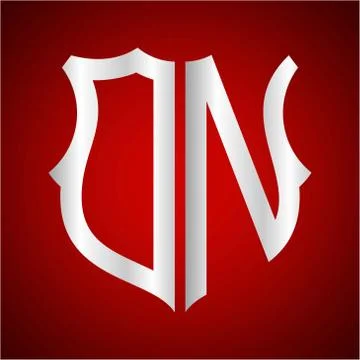 Initials O N shield shape with silver color Stock Illustration