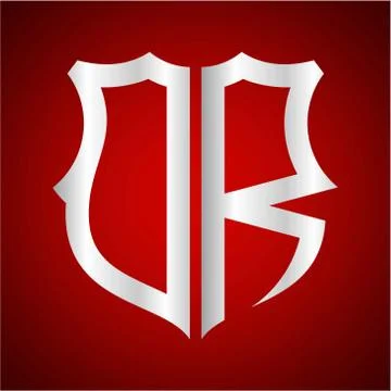 Initials O R shield shape with silver color Stock Illustration