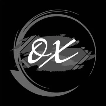 Initials O X modern handwritten signature logo Stock Illustration
