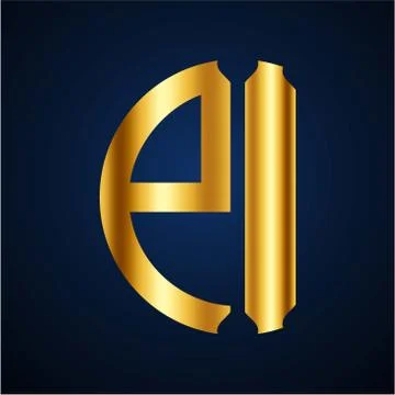 Initials P I circular shape and elegant gold color Stock Illustration