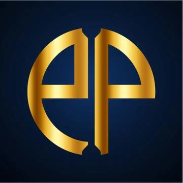 Initials P P circular shape and elegant gold color Stock Illustration