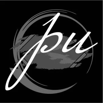 Initials P U modern handwritten signature logo Stock Illustration