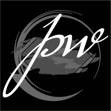 Initials P W modern handwritten signature logo Stock Illustration