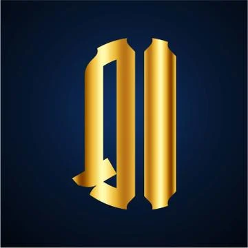 Initials Q I circular shape and elegant gold color Stock Illustration