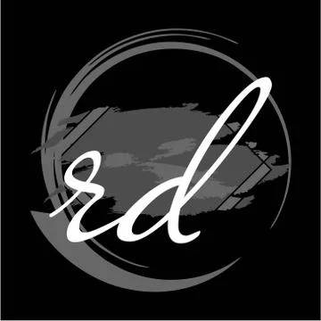Initials R D modern handwritten signature logo Stock Illustration