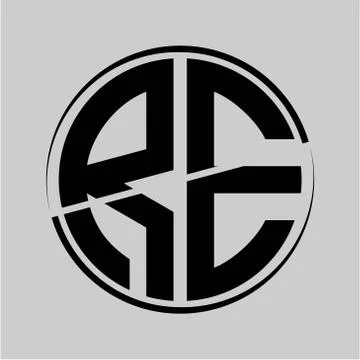 The initials R E is circular with the middle cleavage Stock Illustration