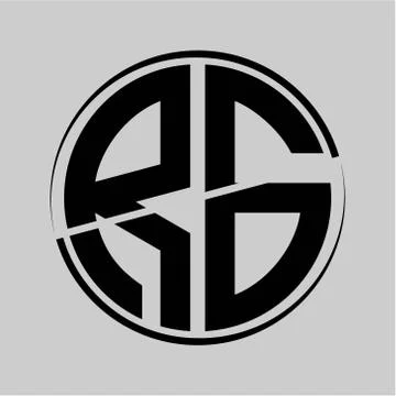 The initials R G is circular with the middle cleavage Stock Illustration