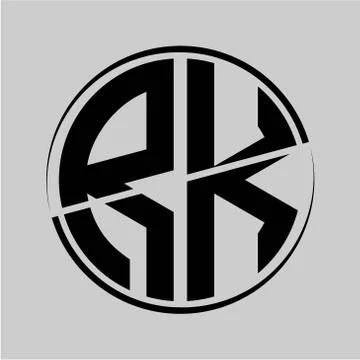 The initials R K is circular with the middle cleavage Stock Illustration